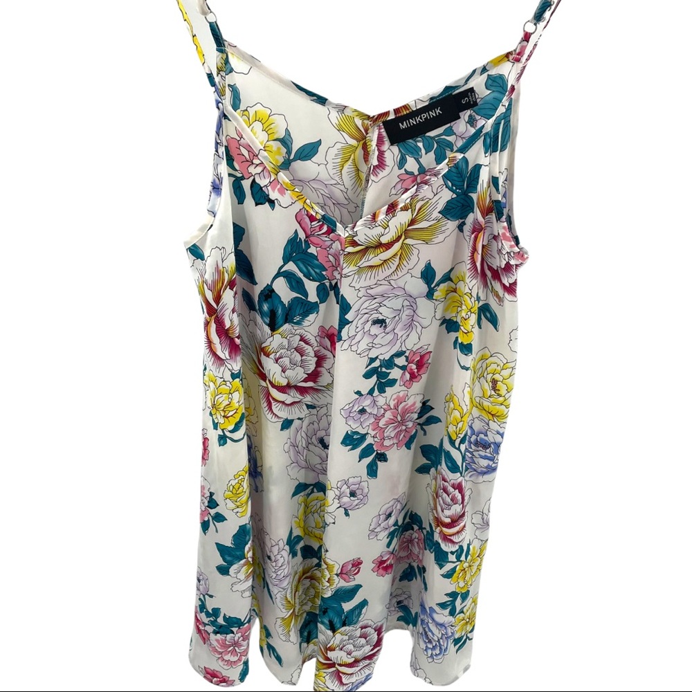 Minkpink Floral White Slip Dress With Adjustable Straps